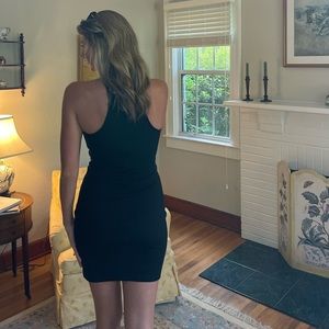 Black fitted Tobi dress (S) with midsection strap detailing